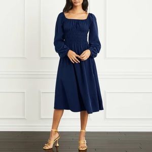 Hill House Navy Jasmine Midi Nap Dress Long Sleeve